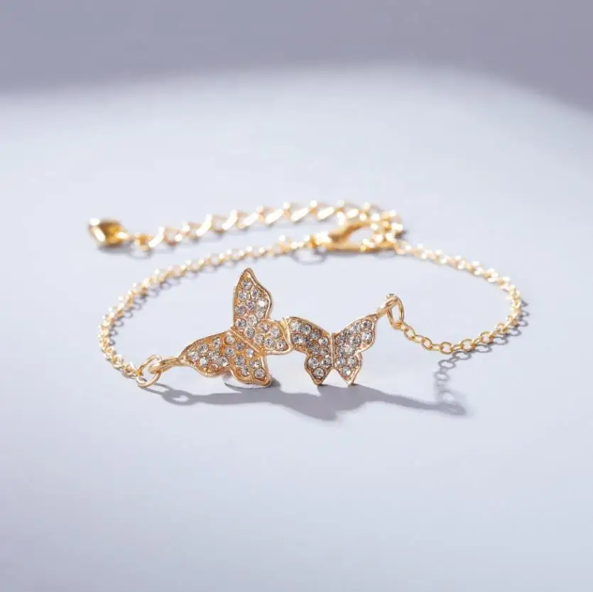 Luxury Gold Color Double Butterfly Bracelet Romantic Women's Wedding Charm Crystal Jewelry Elegant Lady Party Bracelet
Luxury Gold Color Double Butterfly Bracelet Romantic Women's Wedding Charm Crystal Jewelry Elegant Lady Party Bracelet