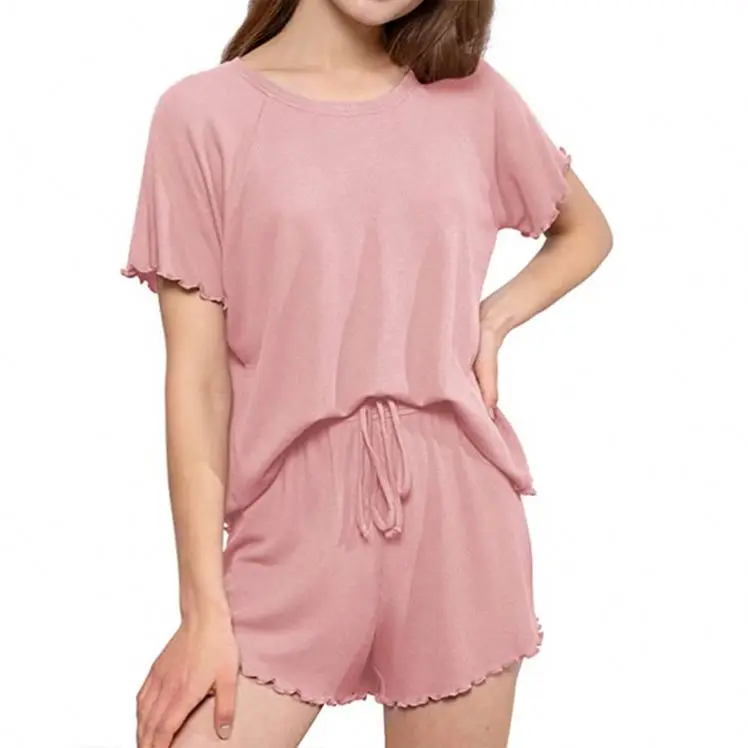 PEARL Summer Short Sleeve Casual Solid Color Drawstring Two Piece Set 2021 Women 2 Piece Set Ladies Sleepwear
PEARL Summer Short Sleeve Casual Solid Color Drawstring Two Piece Set 2021 Women 2 Piece Set Ladies Sleepwear