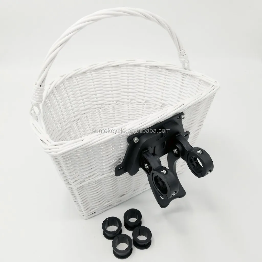 woven removable rattan bicycle basket willow bike baskets wicker