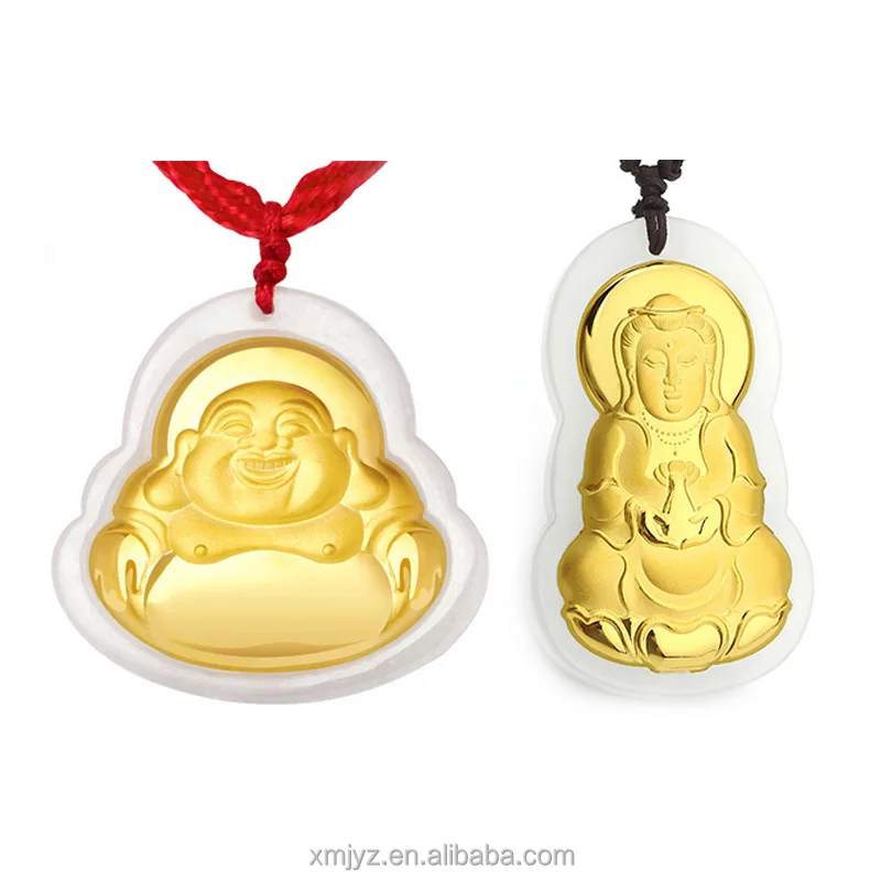 Gold Inlaid With Jade Men And Women Pure Gold Jewelry Couple Pendants Buddha Guanyin Buddha Maitreya Wholesale
Gold Inlaid With Jade Men And Women Pure Gold Jewelry Couple Pendants Buddha Guanyin Buddha Maitreya Wholesale