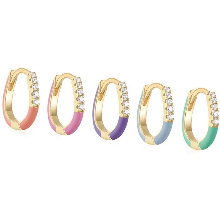 New Summer Colorful 925 Sterling Silver Enamel Women Earrings Irregular Round Diamond Zircon Hoop Earring Gift for her Jewelry
New Summer Colorful 925 Sterling Silver Enamel Women Earrings Irregular Round Diamond Zircon Hoop Earring Gift for her Jewelry