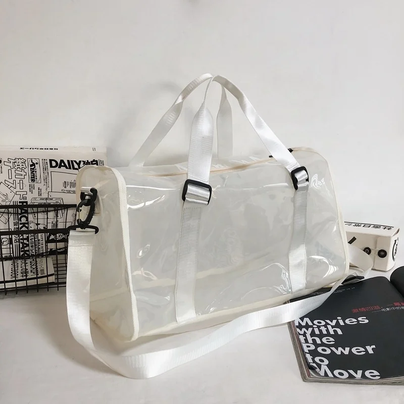 Fashionable large-capacity fitness hand luggage bag PVC transparent material light and short-distance business travel bag
Fashionable large-capacity fitness hand luggage bag PVC transparent material light and short-distance business travel bag