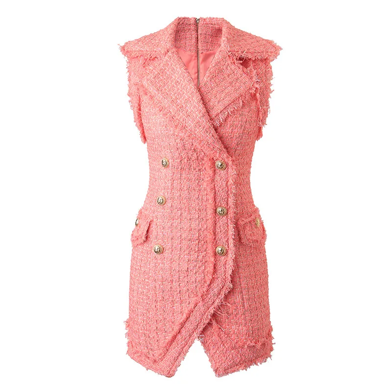 New ready to ship hot fashion and elegant women ladies sleeveless tweed pink blazer dress
New ready to ship hot fashion and elegant women ladies sleeveless tweed pink blazer dress