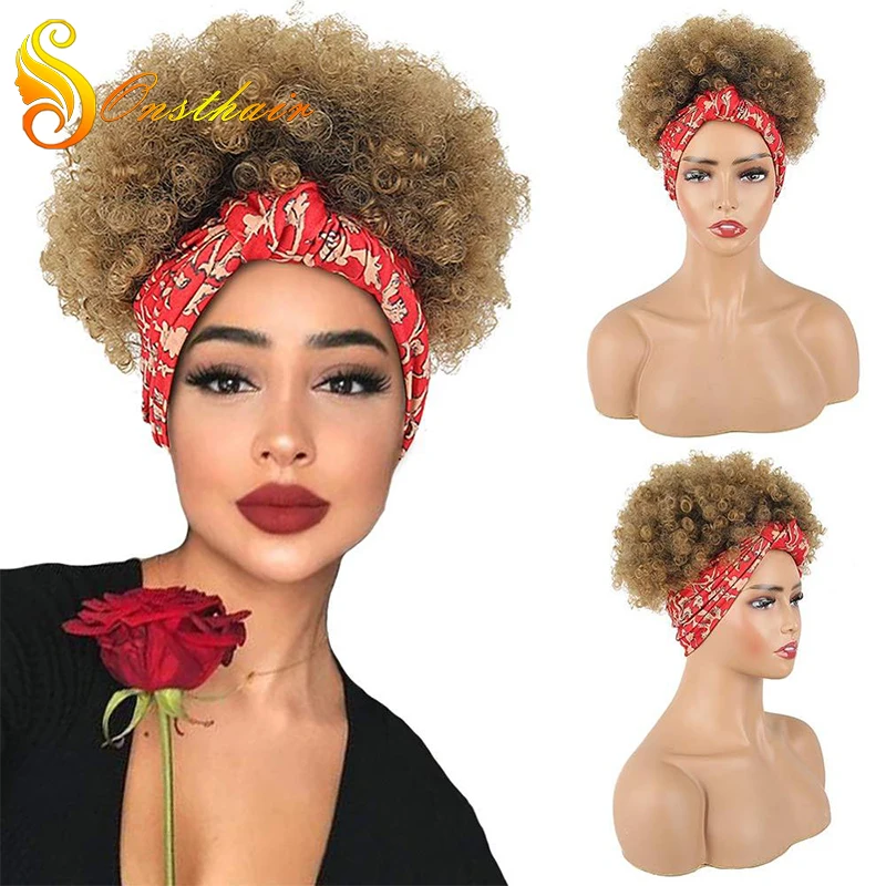 Afro Puff Turban Synthetic Wig Short Kinky Curly Headwrap Drawstring Wrap-wig 2 in 1 Updo Head-Wrap Wig for African American
Afro Puff Turban Synthetic Wig Short Kinky Curly Headwrap Drawstring Wrap-wig 2 in 1 Updo Head-Wrap Wig for African American