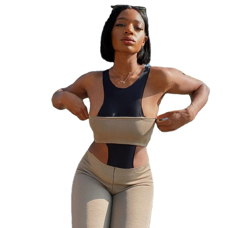 Blingirl Wholesale 2021 Summer Sleeveless Hollow Out Contrast Montage Bodycon Sexy Slim Fashion Ladies Streetwear Jumpsuit, Brown
Blingirl Wholesale 2021 Summer Sleeveless Hollow Out Contrast Montage Bodycon Sexy Slim Fashion Ladies Streetwear Jumpsuit, Brown