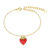 Lovely fruit 925 silver 9k gold plated strawberry bracelet