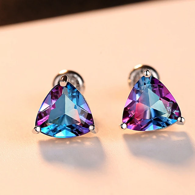Rainbow Triangle Shape Topaz Stud Earrings Real 925 Sterling Silver Fashion Jewelry for Women Engagement stud earrings, Picture shows
Rainbow Triangle Shape Topaz Stud Earrings Real 925 Sterling Silver Fashion Jewelry for Women Engagement stud earrings, Picture shows