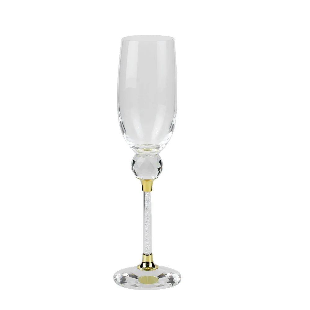 Long Set 2 Crystal 7 Oz Gift Wedding Anniversary Christmas Birthday flute ball stem champagne glass