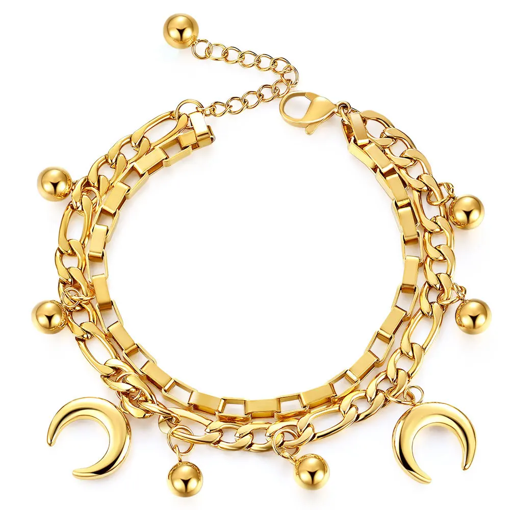 Fashion Love Moon Charm Bracelets for Women Stainless Steel Adjustable Gold Color Chain Bracelet Gift Woman Jewelry Wholesale, Silver
Fashion Love Moon Charm Bracelets for Women Stainless Steel Adjustable Gold Color Chain Bracelet Gift Woman Jewelry Wholesale, Silver