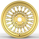 G166 Good price 4 bolt 100mm alloy wheels rims casting gold color staggered auto racing wheels