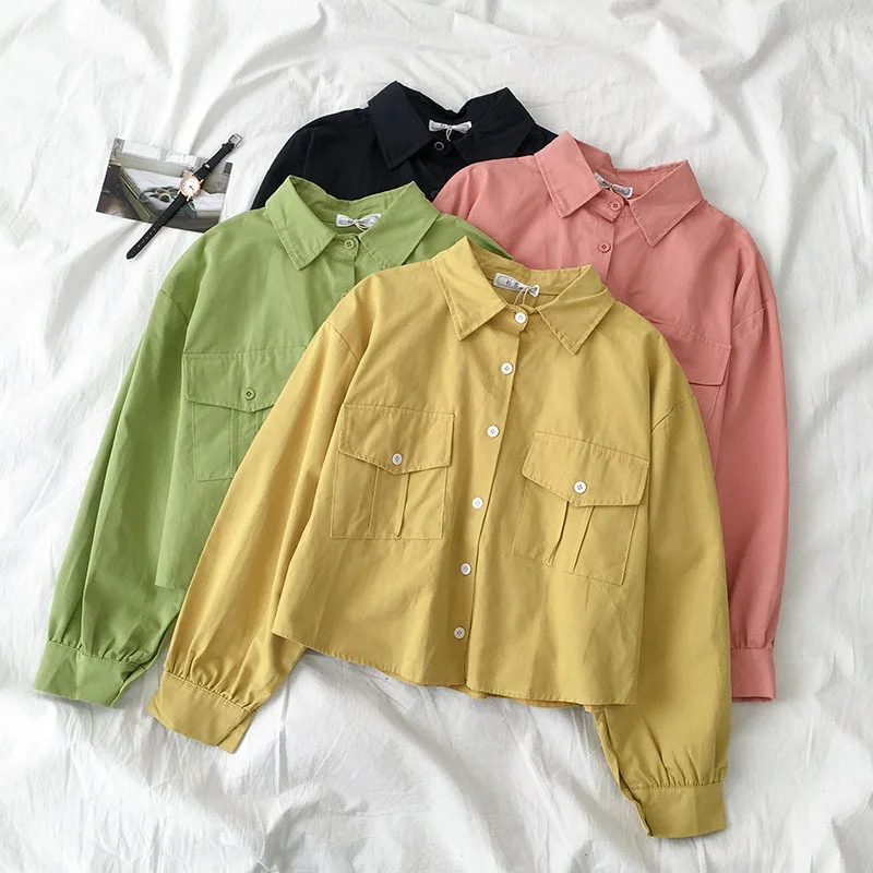 B61938A Retro long-sleeved work shirt early autumn 2019 new women's wear Korean style design lapel coat
B61938A Retro long-sleeved work shirt early autumn 2019 new women's wear Korean style design lapel coat
