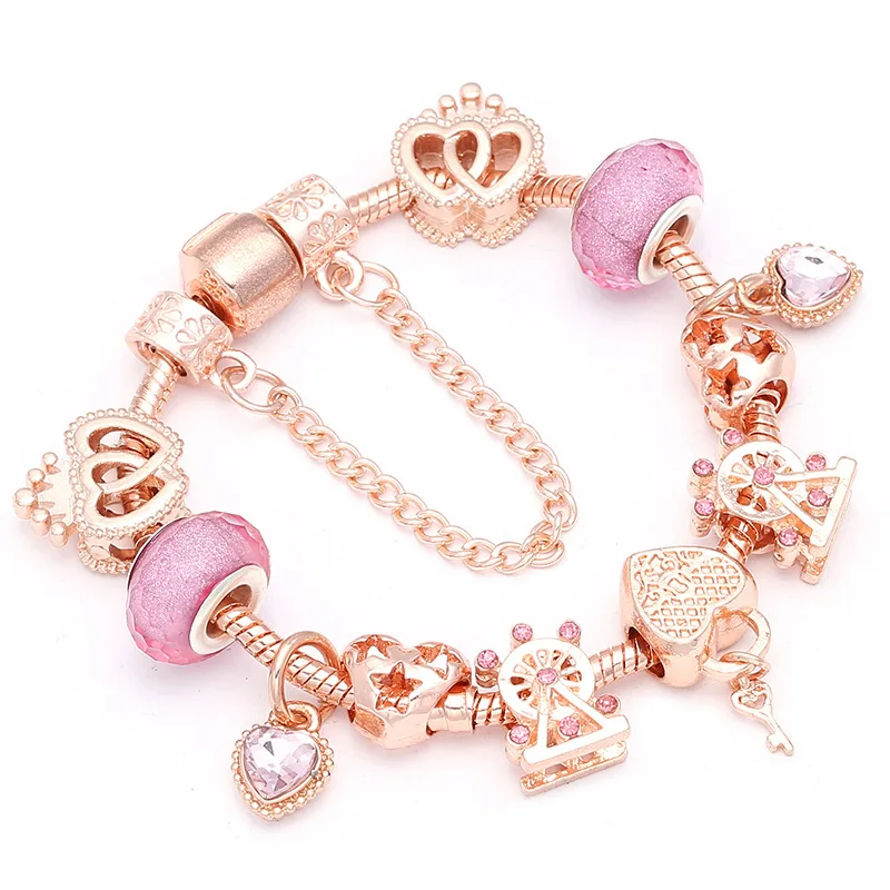 2022 New Rose Gold Color Double Heart Charm Bracelets Safety Chain Crystal Windmill Heart Beaded Bracelet 
2022 New Rose Gold Color Double Heart Charm Bracelets Safety Chain Crystal Windmill Heart Beaded Bracelet