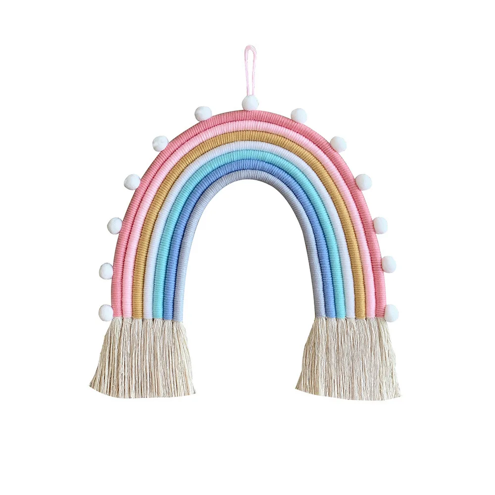 Best Selling Handmade Woven Boho Cotton Cord Rainbow Wall Hanging Decorations With Ball For Kids, 36 colors
Best Selling Handmade Woven Boho Cotton Cord Rainbow Wall Hanging Decorations With Ball For Kids, 36 colors