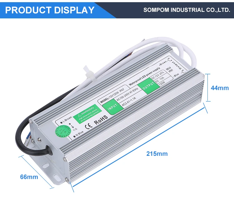 Sompom 120W waterproof LED power supply reliable 12V 10A led driver