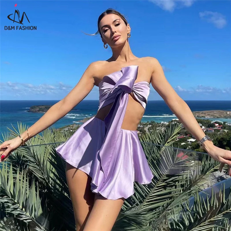 D&M 2022 New Summer Casual Women's Clothing Suit Short Navel Small Lace Up Tube Top High Waist Hip Wrap Miniskirt Two Piece Sets
D&M 2022 New Summer Casual Women's Clothing Suit Short Navel Small Lace Up Tube Top High Waist Hip Wrap Miniskirt Two Piece Sets