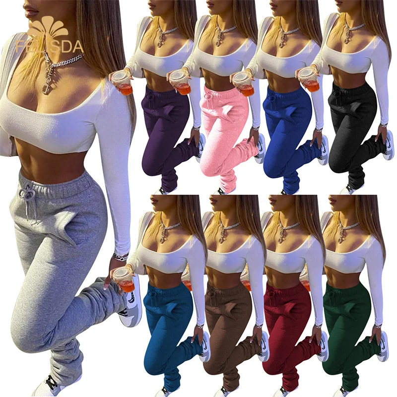 Drop Shipping Stacked Pants Women Plain Color Sweatpants Sporty Bell Pleated Leggings Warm Thick Woman Pants Fitness Trousers
Drop Shipping Stacked Pants Women Plain Color Sweatpants Sporty Bell Pleated Leggings Warm Thick Woman Pants Fitness Trousers