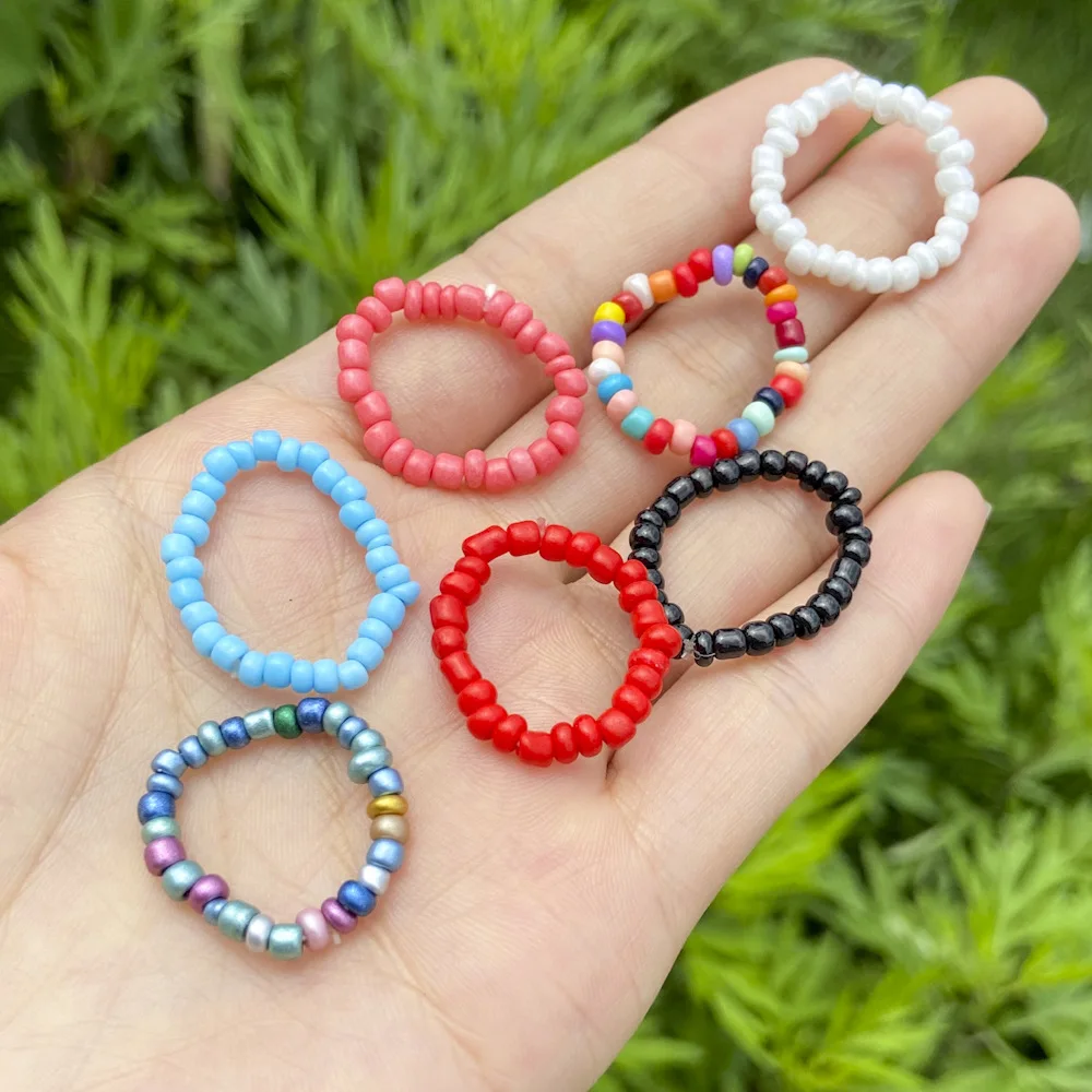 Popular Colorful Elastic Handmade Beaded Acrylic Finger Ring Multi Colors Natural Seed Beads Finger Ring for Women
Popular Colorful Elastic Handmade Beaded Acrylic Finger Ring Multi Colors Natural Seed Beads Finger Ring for Women