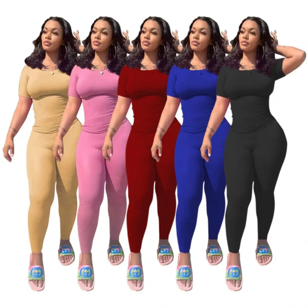 2021 spring solid color rib two piece pants set short sleeve bodycon 2 piece set women slim women tracksuit outfits
2021 spring solid color rib two piece pants set short sleeve bodycon 2 piece set women slim women tracksuit outfits