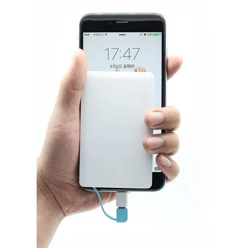 2 Output Built in Cable Slim Wallet Credit Card Power Bank 1800mah 2000mah 2600mah Powerbank - ANKUX.COM