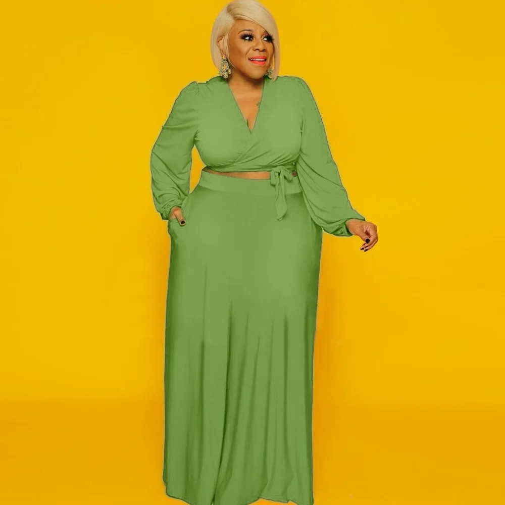 Fashionable plus size women clothing two piece set wide leg woman two piece set skirt, 7 colors
Fashionable plus size women clothing two piece set wide leg woman two piece set skirt, 7 colors