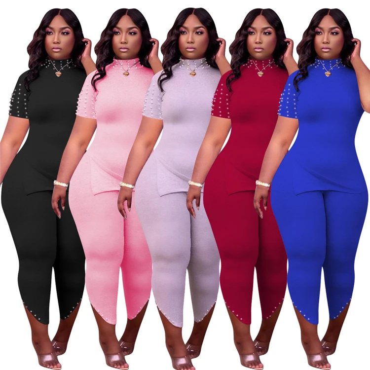 DUODUOCOLOR Solid color nail bead vented fashion outfits casual two piece set women short sleeve large size ladies D97488
DUODUOCOLOR Solid color nail bead vented fashion outfits casual two piece set women short sleeve large size ladies D97488