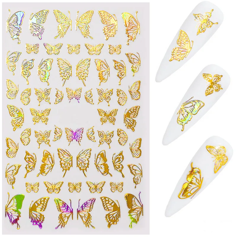 Wholesale 8 styles nail art glue sticky paper each Laser golden butterfly shape nail art decoration Nail stickers, Gold,silver
Wholesale 8 styles nail art glue sticky paper each Laser golden butterfly shape nail art decoration Nail stickers, Gold,silver