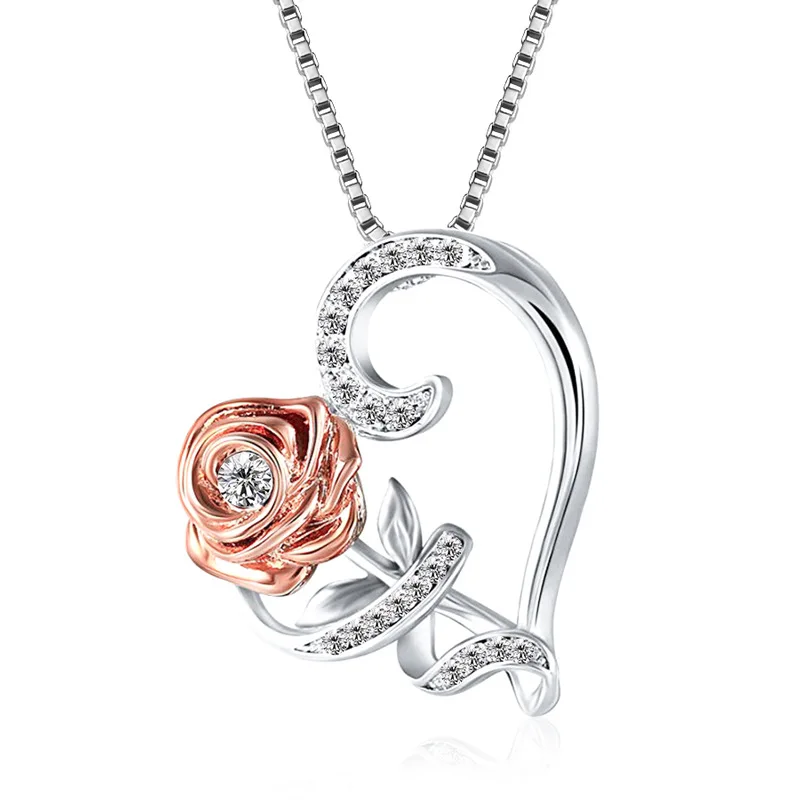 New Love Rose Zircon Necklace Romantic Valentine's Day Gift Fashion Rose Necklace, Silver
New Love Rose Zircon Necklace Romantic Valentine's Day Gift Fashion Rose Necklace, Silver