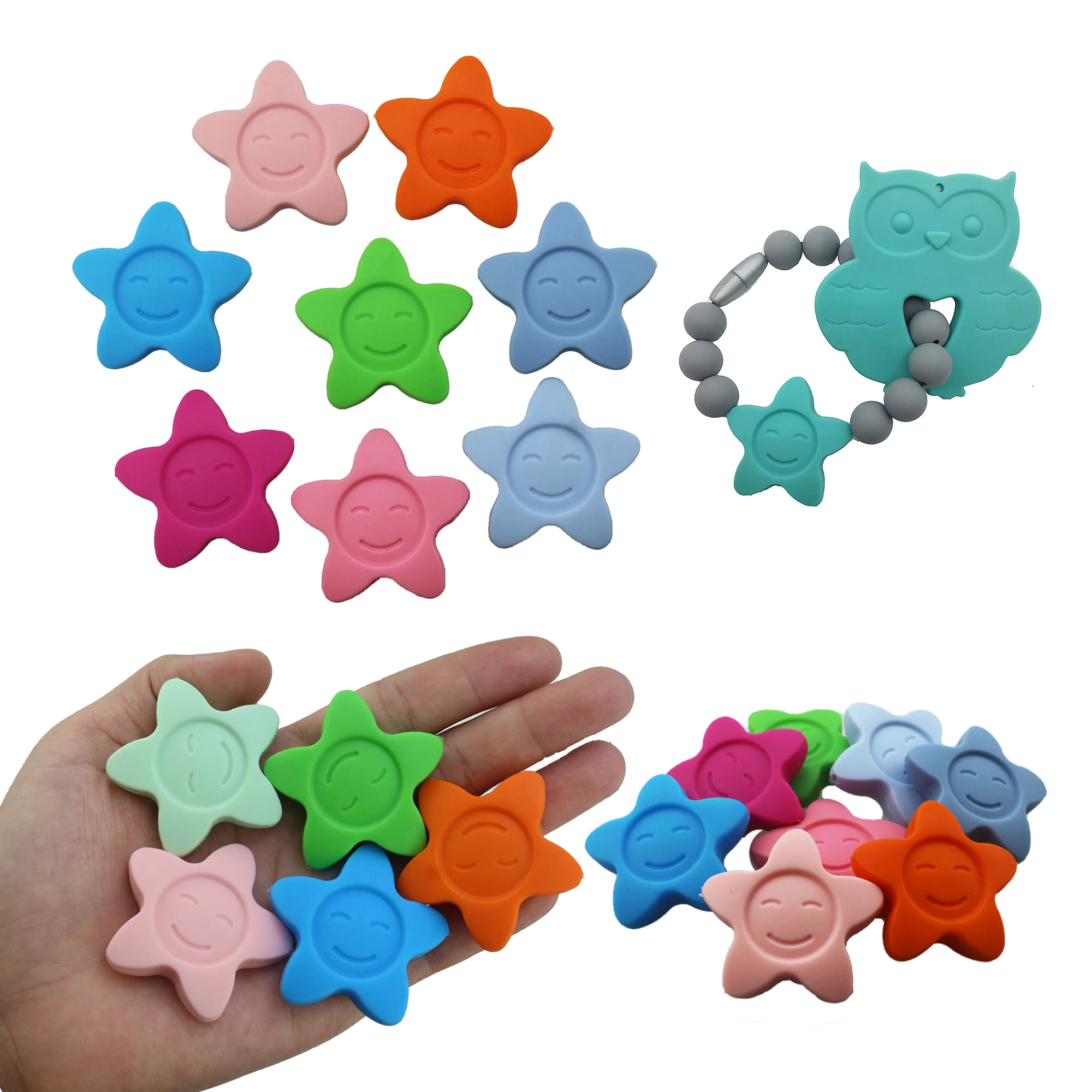 2021 Wholesale Rainbow Star Sunflower Toys Bracelet Gold Leopard Printed Chew Teething Silicone Beads, 24 colors
2021 Wholesale Rainbow Star Sunflower Toys Bracelet Gold Leopard Printed Chew Teething Silicone Beads, 24 colors