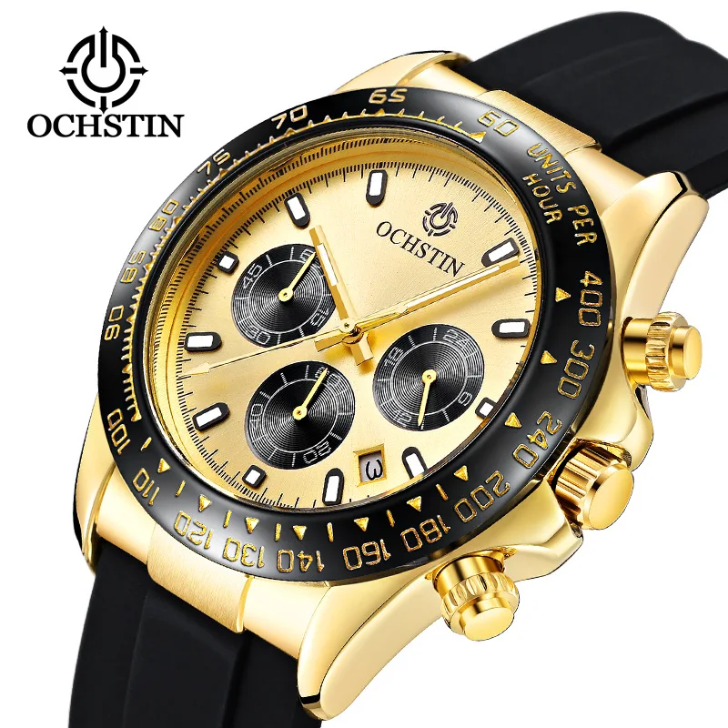 OCHSTIN 6103 Brand Luxury Watch Men Fashion Sport Quartz Wristwatch Silicone Strap Chronograph Gold Watches Relogio Masculino
OCHSTIN 6103 Brand Luxury Watch Men Fashion Sport Quartz Wristwatch Silicone Strap Chronograph Gold Watches Relogio Masculino