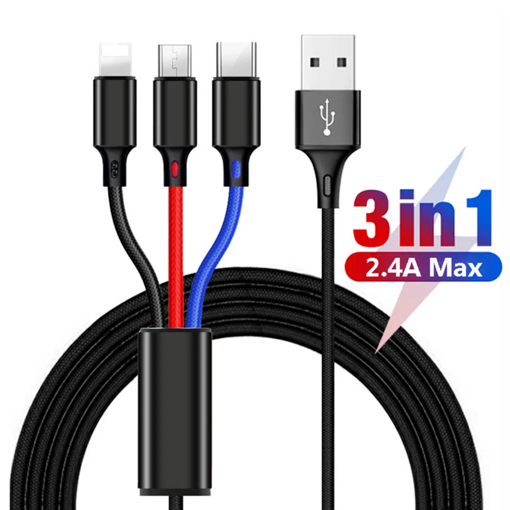 High Quality Universal Nylon Braided 3 in 1 Type-c Micro USB Fast Charging Cable OEM Data Transfer Cable
High Quality Universal Nylon Braided 3 in 1 Type-c Micro USB Fast Charging Cable OEM Data Transfer Cable