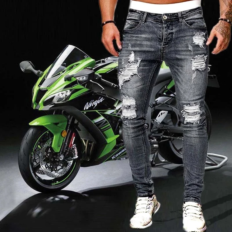 Mens Ripped Skinny Jeans Blue Slim Fit Hole Pencil Pants Casual Biker Trousers StreetwearHigh Quality Denim Man Clothing
Mens Ripped Skinny Jeans Blue Slim Fit Hole Pencil Pants Casual Biker Trousers StreetwearHigh Quality Denim Man Clothing