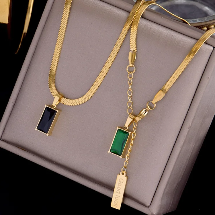Gold Plated Stainless Steel Jewelry Snake Bone Chain Necklace Cubic Zircon Pendant Necklace For Women
Gold Plated Stainless Steel Jewelry Snake Bone Chain Necklace Cubic Zircon Pendant Necklace For Women