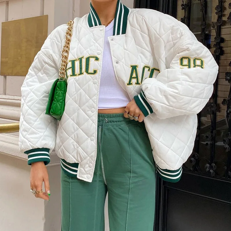 Letter Embroidery O Neck Women Cotton Jacket Long Sleeve Fashion Casual Women Winter Coats Loose Streetwear Clothes
Letter Embroidery O Neck Women Cotton Jacket Long Sleeve Fashion Casual Women Winter Coats Loose Streetwear Clothes