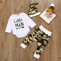 Baby Boy Long Sleeve White Romper Camouflage Long Pants Hat Little Man Winter Outfits Baby Clothes 3pcs Set
Baby Boy Long Sleeve White Romper Camouflage Long Pants Hat Little Man Winter Outfits Baby Clothes 3pcs Set