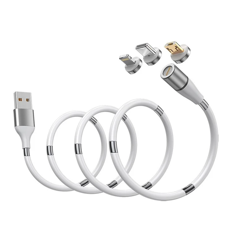 New Strong 3 in 1 Magnetic Charging Cable Type C Micro 8Pin USB Cable Self Winding 3A Fast Charging Cable, White
New Strong 3 in 1 Magnetic Charging Cable Type C Micro 8Pin USB Cable Self Winding 3A Fast Charging Cable, White