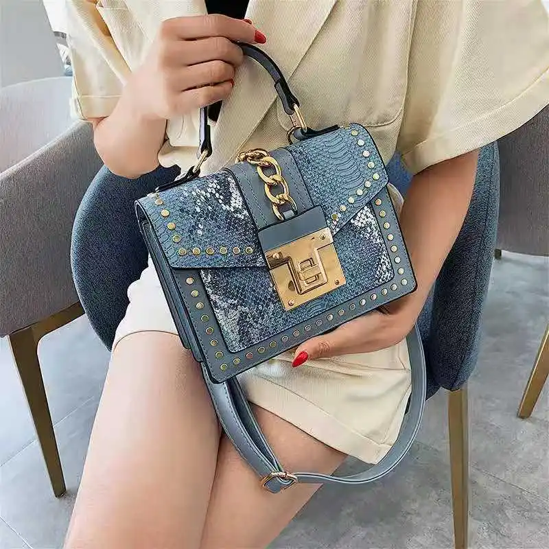 fashion women purse handbag custom logo designer hand bag ladies shoulder lock rivet pu serpentine leather square
fashion women purse handbag custom logo designer hand bag ladies shoulder lock rivet pu serpentine leather square