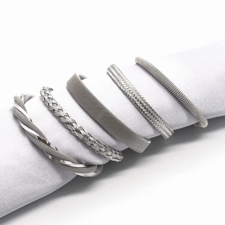 Fashion Simple Mens C Shape Open Bangle Stainless Steel Wire Mesh Bracelet manufacturers direct, Silver
Fashion Simple Mens C Shape Open Bangle Stainless Steel Wire Mesh Bracelet manufacturers direct, Silver