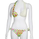 Summer Wholesale Custom Design Yellow Swimwear Girls Drawstring Beachwear Bikini