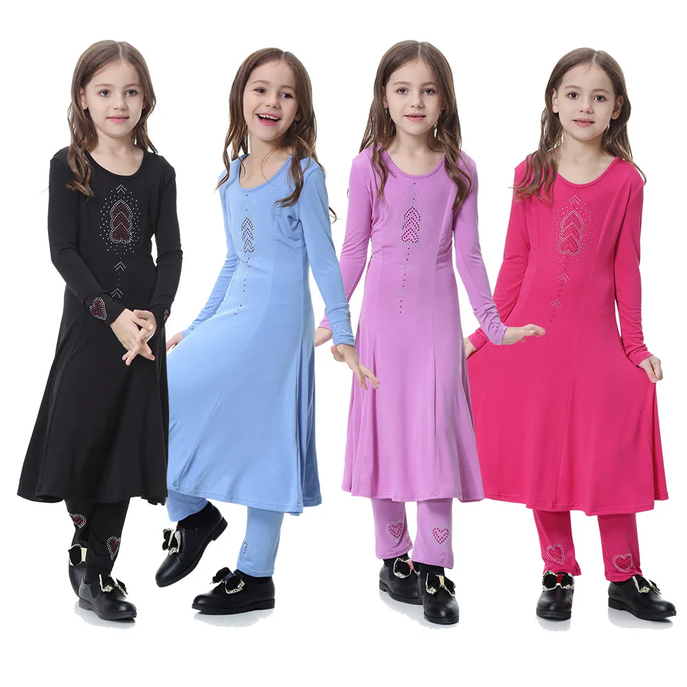 IHJ716 Islamic clothing girls Long sleeve diamonds two-piece dress Muslim wear, Customized color
IHJ716 Islamic clothing girls Long sleeve diamonds two-piece dress Muslim wear, Customized color