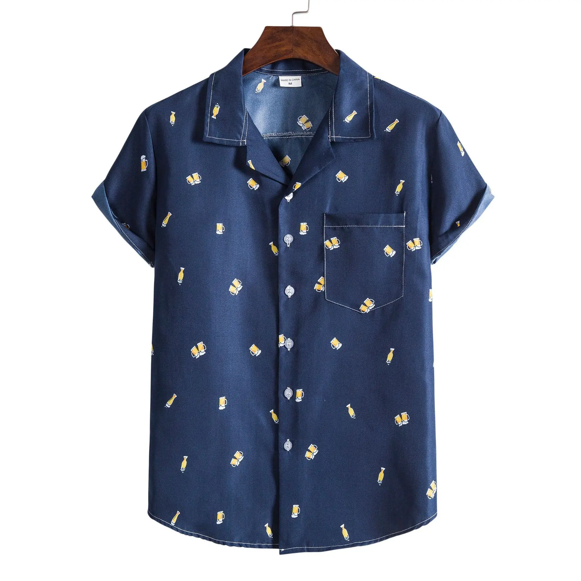 Fashionable men's fashion summer new large size multi-color short-sleeved shirt temperament 
Fashionable men's fashion summer new large size multi-color short-sleeved shirt temperament