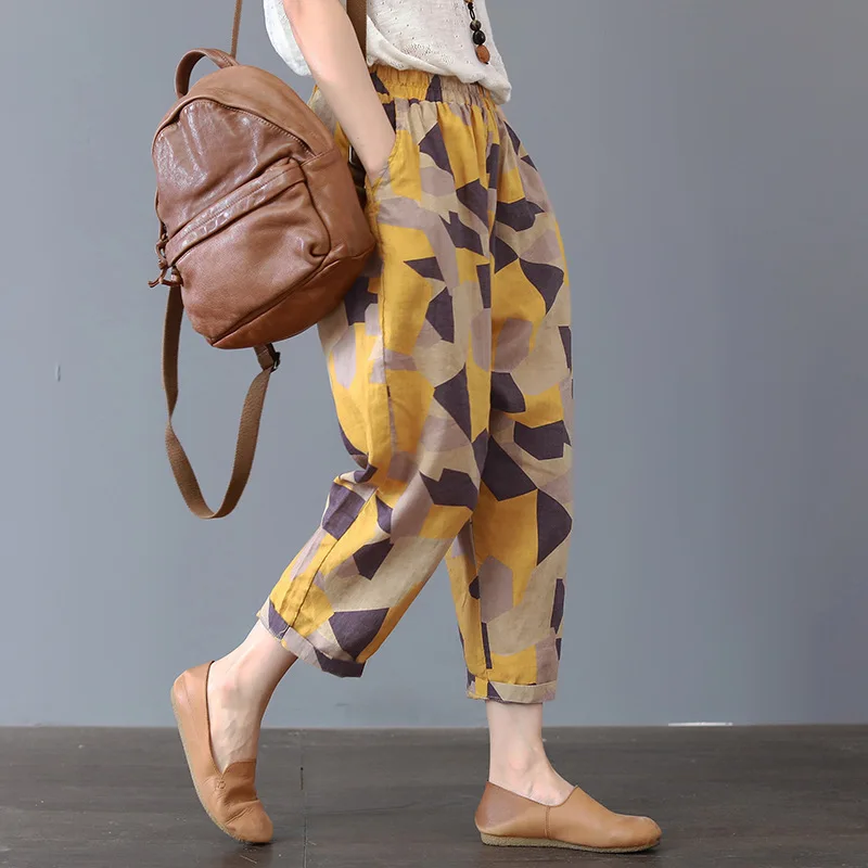 2021 retro linen trousers ladies autumn harem pants casual elastic waist nine-point pants oversized, As pictures
2021 retro linen trousers ladies autumn harem pants casual elastic waist nine-point pants oversized, As pictures