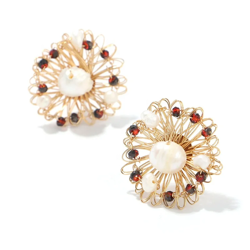 Trendy Western Earrings Pearls Acrylic Beads Handmade Alloy Flower Stud Earrings for Women Costume Earrings Jewelry
Trendy Western Earrings Pearls Acrylic Beads Handmade Alloy Flower Stud Earrings for Women Costume Earrings Jewelry