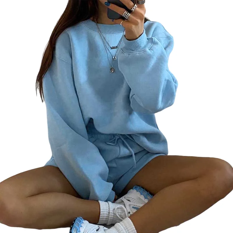 Crew neck sweatshirt fall customized sweat suits plain womens sweat suits tracksuit women cotton sweat shorts set
Crew neck sweatshirt fall customized sweat suits plain womens sweat suits tracksuit women cotton sweat shorts set