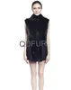 Qdfur Women Real Fox Hall Fur Vest With Leather Wool Ladies Warm Jacket Winter QD70901