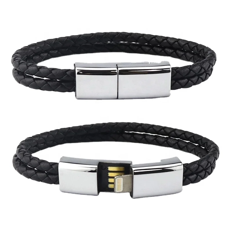 OKSILICONE Wholesale USB Charging Cable For Phone Hot Sale Portable Travel USB Type C charger bracelet Mens Leather Bracelet, Black/customized
OKSILICONE Wholesale USB Charging Cable For Phone Hot Sale Portable Travel USB Type C charger bracelet Mens Leather Bracelet, Black/customized