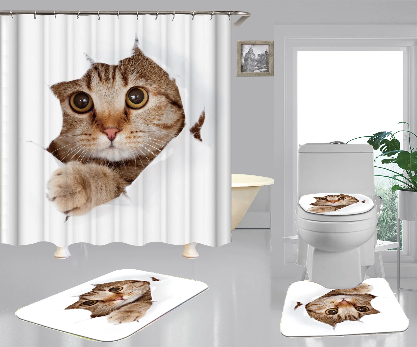 Shy Cat 3D Print Stylish Non-slip Bathroom Carpet Keeps Water From Spilling Out Shower Curtains
Shy Cat 3D Print Stylish Non-slip Bathroom Carpet Keeps Water From Spilling Out Shower Curtains