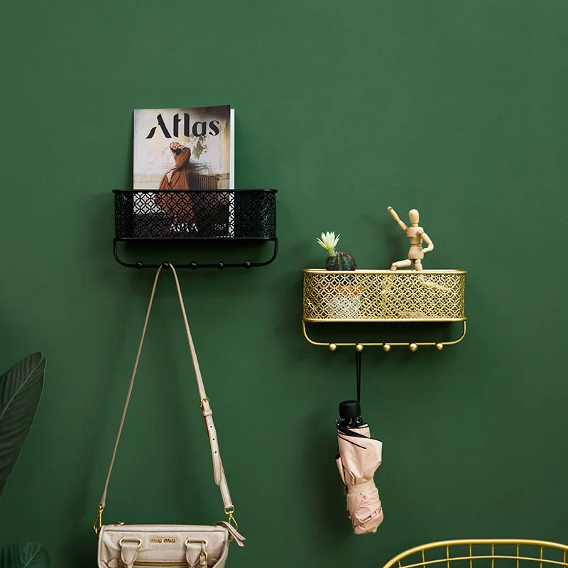 Nordic Entryway Modern Decorative Frame Metal Hooks Wall Hanging Storage Shelf Coat Rack Corner Wall Hook, Customized
Nordic Entryway Modern Decorative Frame Metal Hooks Wall Hanging Storage Shelf Coat Rack Corner Wall Hook, Customized