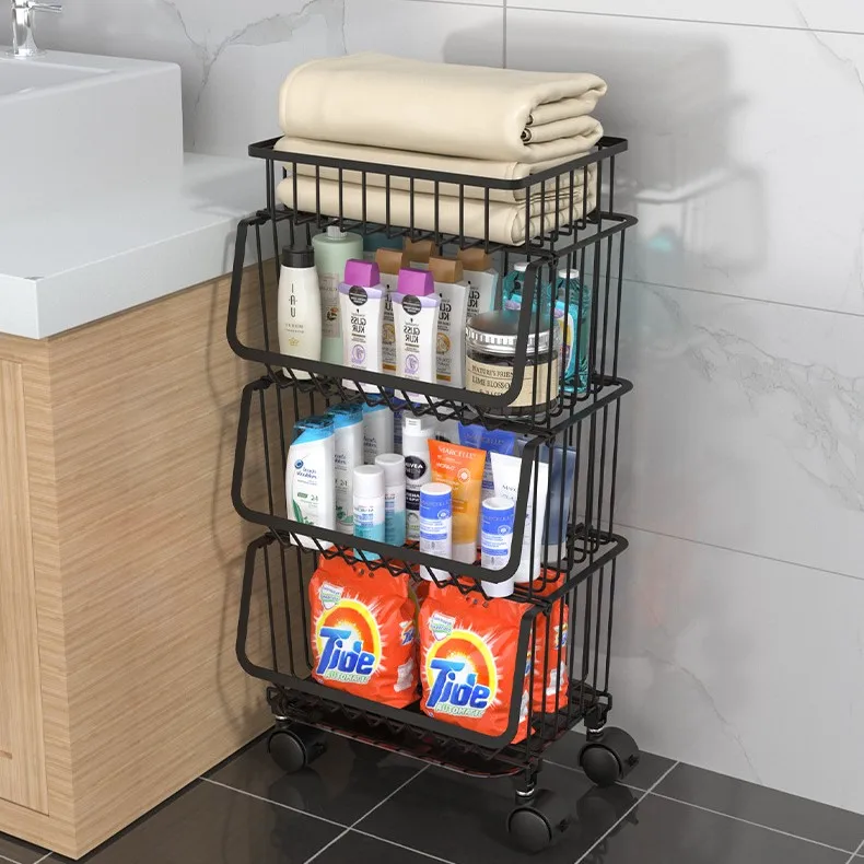Multi-purpose movable multi-layer fruit basket rack with universal wheel balance foot pad, Black
Multi-purpose movable multi-layer fruit basket rack with universal wheel balance foot pad, Black