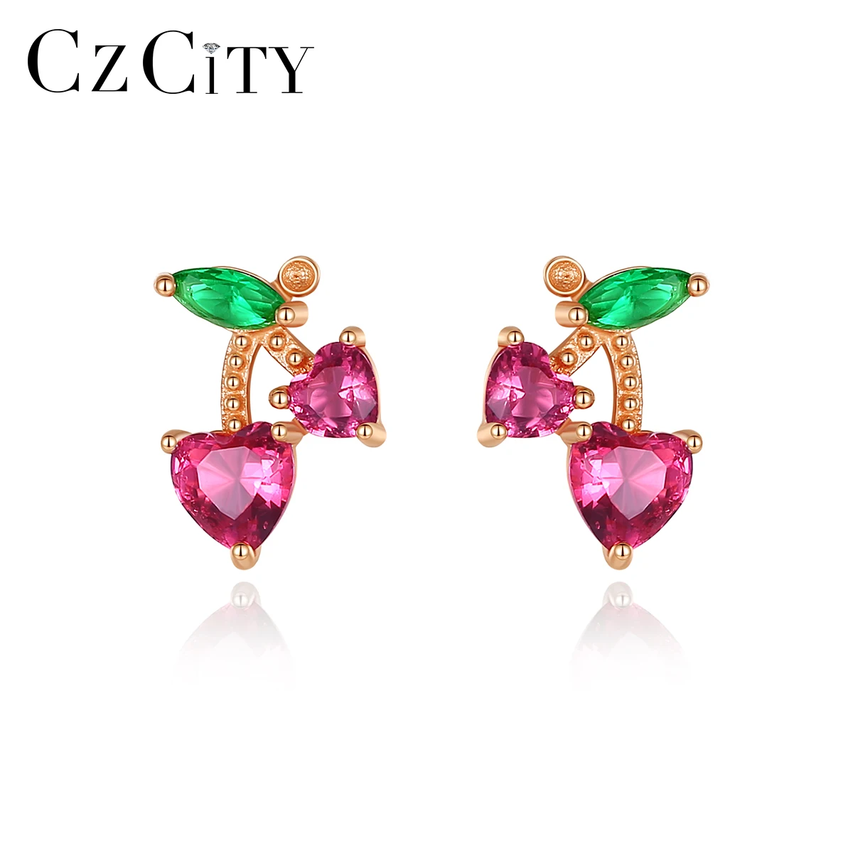 CZCITY Creative Fruit Earring 925 Sterling Silver Water Drop Shape Personality Red Cherry Stud Earrings
CZCITY Creative Fruit Earring 925 Sterling Silver Water Drop Shape Personality Red Cherry Stud Earrings
