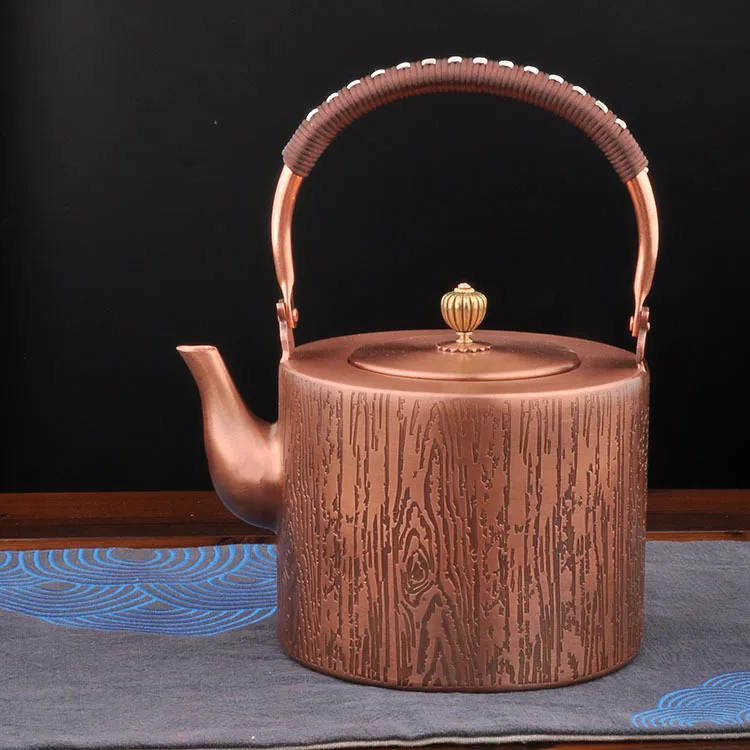 Vente chaude pur cuivre pot faits à la main grande capacité 2.2L ménage non-enduit ensembles de thé